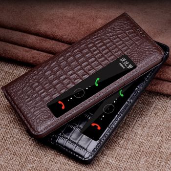 Luxury Genuine Smart Leather Flip Windows Cover Case for Huawei P20