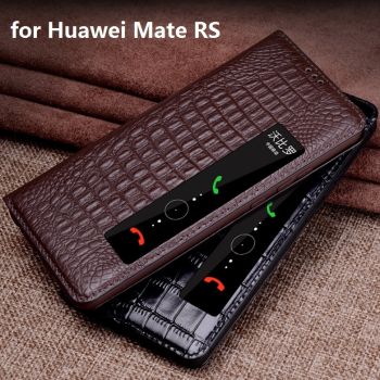 Luxury Genuine Smart Leather Flip Windows Cover Case for Huawei Mate RS