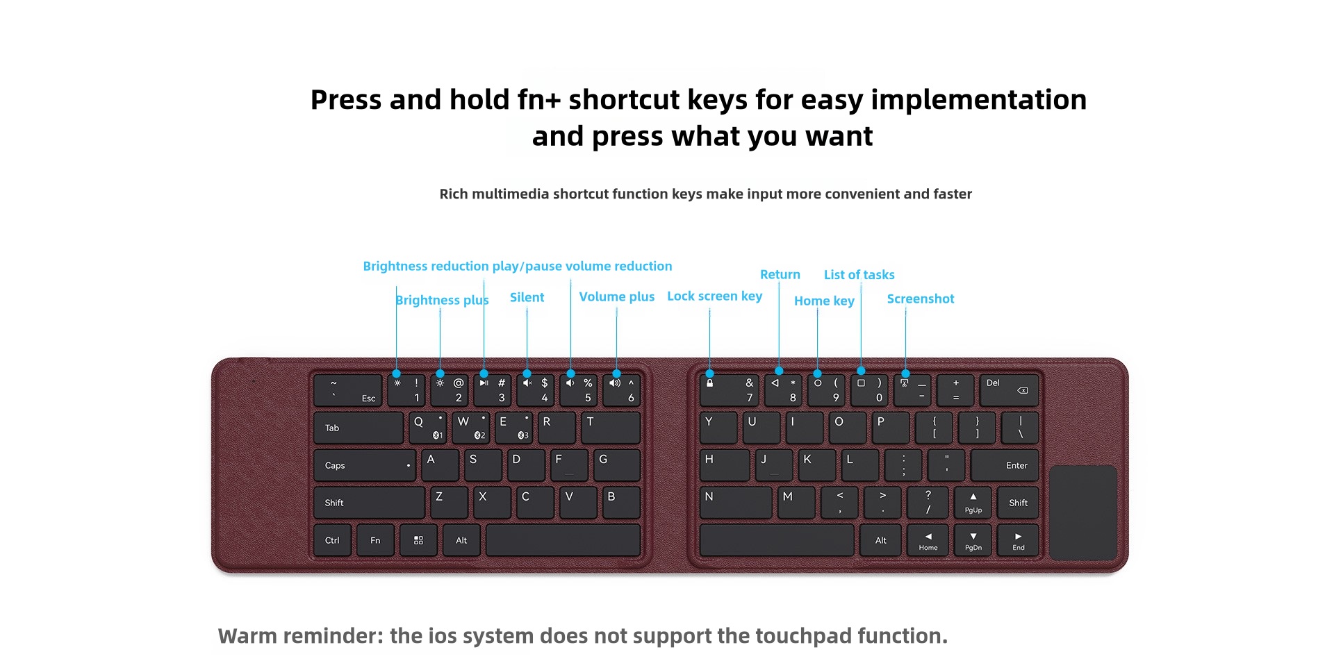 BOW Folding Bluetooth Keyboard for Huawei Mate XT Ultimate 