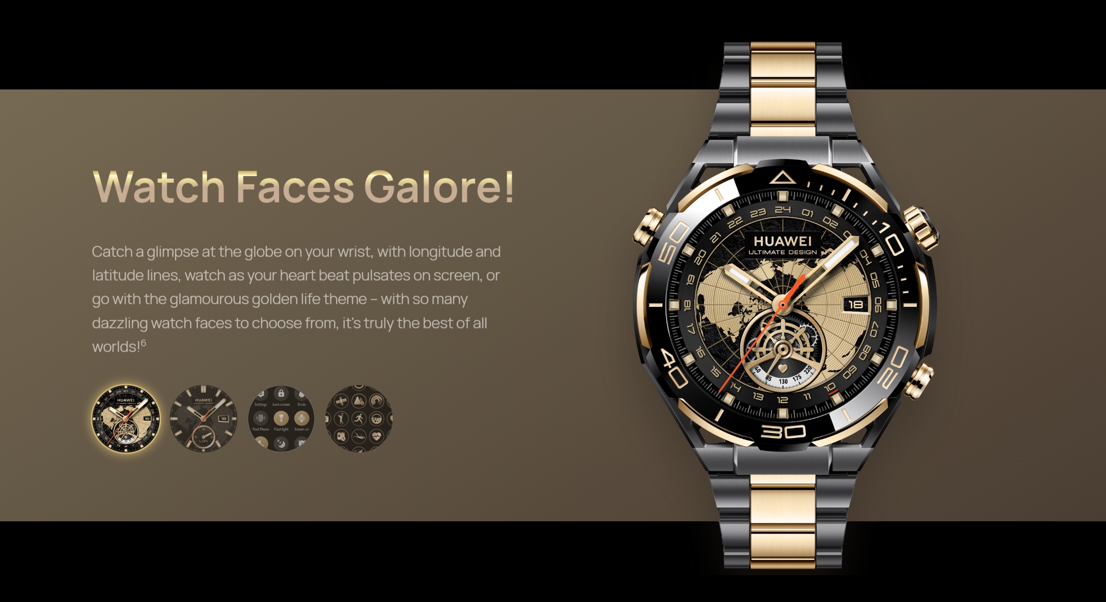 HUAWEI Watch Ultimate Design (18K Gold, Black) - HarmonyOS 1.5 - Bluetooth