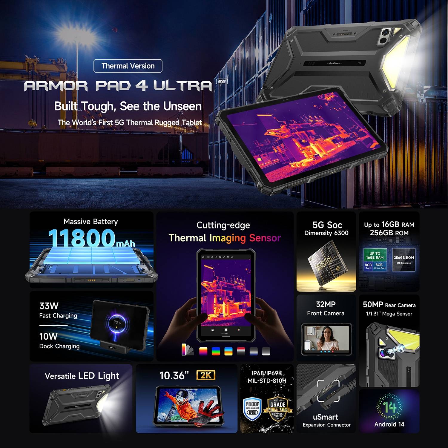 Ulefone Armor Pad 4 Ultra Rugged Tablet - Thermal Version